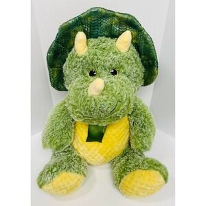 Hug Fun Green Yellow Shimmer Triceratops Dinosaur 16" Stuffed Animal Plush Toy